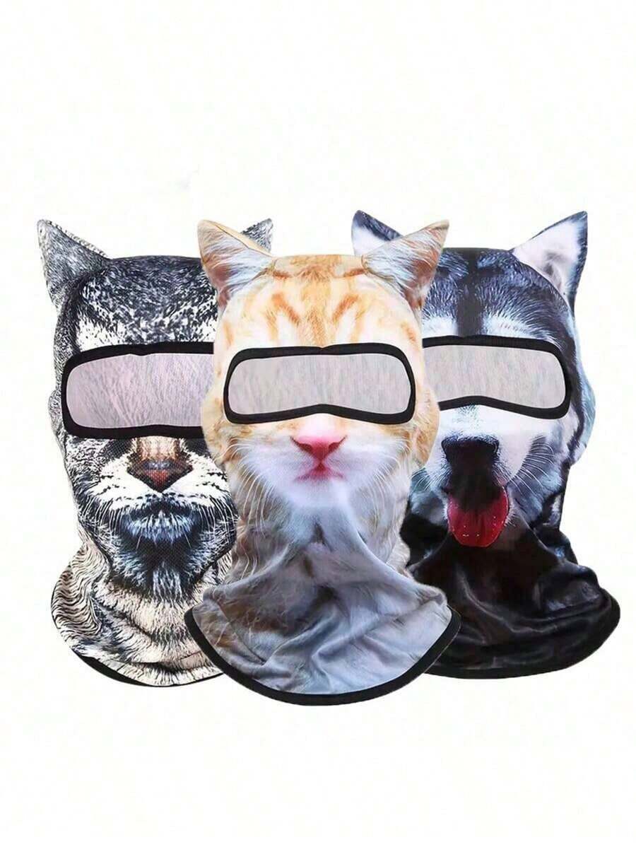 All-Season Protective Animal Pattern Face Mask, 3D Digital Printing Windproof Ski Mask For Outdoor Activities - Multicolor - View 1