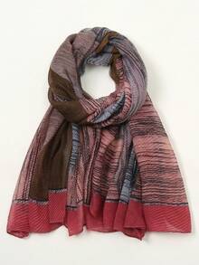 1pc Geometric Pattern Casual Polyester Chiffon Printed Scarf, Crinkle Scarf, Suitable For Spring, Summer, Autumn, Winter For Dress