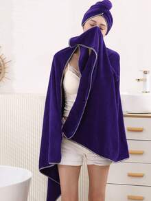 90*180cm Bath Towel + 25*65cm Shower Cap, 2pcs/Set Women Soft Absorbent Bath Towel And Shower Cap Set, Extra Large & Thick Shower Towels For Beauty Salon, Hotel Sports, Home Essentials, Towel, Skin Care Bath Towel Sheet