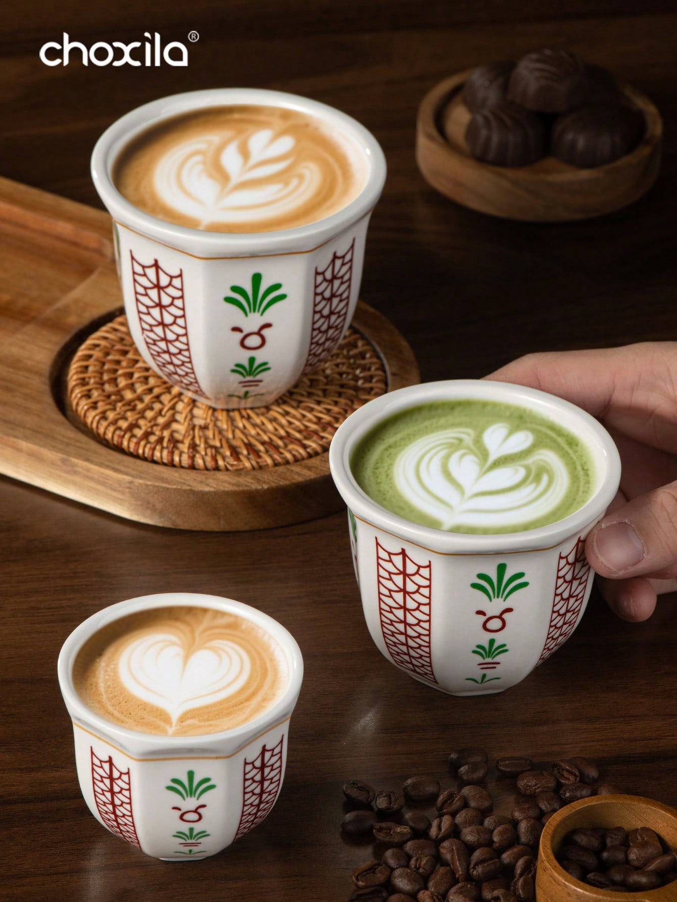 choxila كوب قهوة سيراميك ثماني الأضلاع، بتصميم أسل...