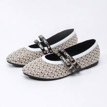 Bestseller de Verão Sapatos Femininos Tipo Mary Jane com Tira e Fivela, Bico Redondo, Planos, Outono