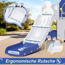 LILIIN 6-In-1 Children's Slide For Toddlers From 1 Year, Indoor And Outdoor, Freestanding Slide Made Of HDPE & PP, With Swing, Climbing Ladder, Storage Space, Basketball Hoop And Play Telescope, Up To 50 Kg - Blue and White - View 7