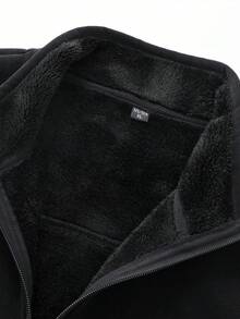 秋冬季加厚保暖内衬背心：男士休闲运动抓绒背心，修身剪裁，适合室内外活动，也可作为情侣礼物。材质：100% 涤纶，多种颜色可选。 - 黑色 - 查看 6