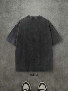 Vintage Washed Shirt Single-Sided Printed (230 Cotton-Shirt) Mothman Shirt Cryptid Shirt Paranormal Tee Creepy Shirt Cryptid Fan, Unisex Shirts, Mens Shirt Casual, Comfortable, Fashionable-Shirt, Street Style Cotton - 黑色 - 查看 2