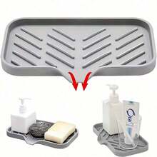 1pc Drainable Silicone Soap Dish, Slotted Vanity Soap Holder, Household Soap Rack, Draining Soap Box, Durable Fast-Draining Silicone Mat, Suitable For Kitchen And Bathroom Use