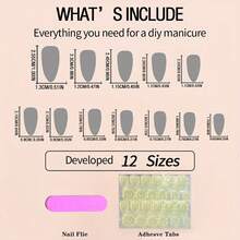 24 Pieces Medium And Long Almond Shape Summer Fresh Blue Gradual Change Silver Line Full Coverage Fake Nail Sticker - CDJ-20-5 - View 4