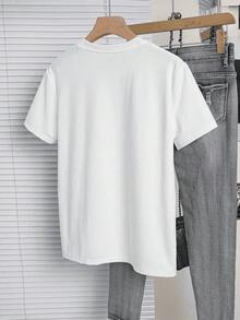 Camiseta casual floral con estampado de calaveras para mujer - Coloridos rosas y flores, cuello redondo, manga corta, ideal para Halloween y uso diario en verano y otoño, ropa de verano casual | Diseño floral vibrante | Ajuste cómodo Mujer casual estampado floral colorido holgado cuello redondo manga corta primavera verano uso diario camiseta - Blanco - Ver 4