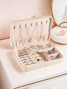 Grande boîte de rangement de bijoux  de luxe à double couche avec un design en couches. Convient aux femmes/filles, elle peut ranger les boucles d'oreilles, les colliers, les bagues et les bracelets. C'est le cadeau parfait pour les mères/épouses/la Saint-Valentin ou pour les camarades de classe et les meilleurs amis pendant la rentrée scolaire.