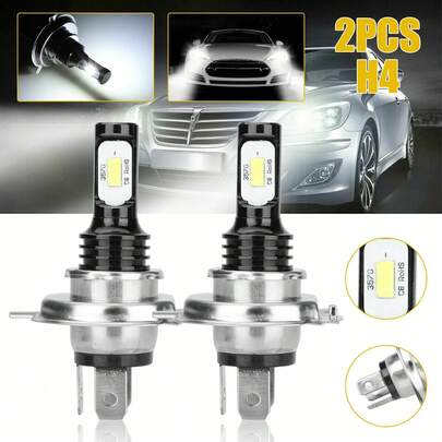 2 piezas Kit de bombillas LED para faros 9003/H4/HB2, 100W 7000LM Súper brillante blanco Haz alto/bajo 6000K 12-24V