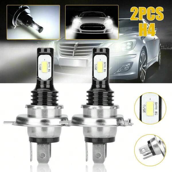Kit de lâmpadas de farol LED 9003/H4/HB2, 2 peças, 100 W, 7000 LM, farol alto/baixo branco superbrilhante, 6000 K, 12-24 V