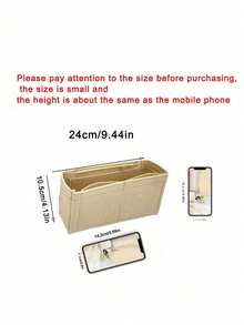 带拉链的柔软毡手提包收纳袋 - 多功能便携式分隔袋，用于宽敞的化妆品存储，轻便的旅行和休闲风格的包袋配件 - 彩色 - 查看 8