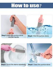3pcs Pumice Stone Toilet Bowl Cleaner With Handle, Pumice Stone For Cleaning Powerfully Remove Hard Water Ring, Calcium Buildup, For Pool, Toilet, Kitchen Sink, Grill, Bathtubs, Powerful Stain Remover, Removes Stains, Hard Water, Rust And More, Bathroom Decor And Accessories - Nhiều màu - Xem 6