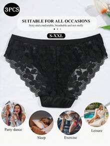 3pcs Lace Floral Embroidery Women's Underwear, Romantic Breathable Comfortable Invisible Panties - Multicolor - View 6