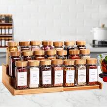 Empty Spice Jars With Label Pack (12x Bamboo Lid Glass Jar). Small 6oz Spice Storage Bottles.