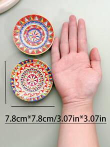 1pc Vintage Bohemian Symmetrical Floral Pattern Embossed Gold Foil Ceramic-Look Refrigerator Magnet, Home Decor, Photo Memo Board, Storage, Birthday Gift