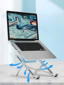 1pc Foldable & Adjustable Laptop Stand, Cooling Pad Desk Mount Holder For Notebook, Tablet, Compatible With All Laptop Models, Plastic Material, 10-Level Angle Adjustment