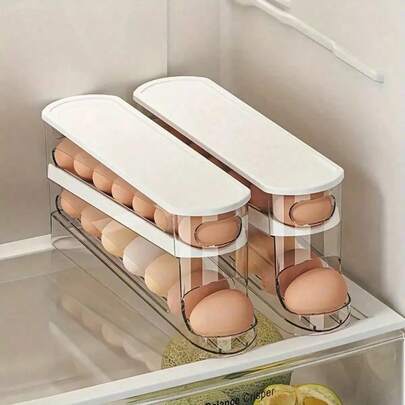 Refrigerator Egg Holder With Transparent Rolling Egg Rack, Food Storage Box, Egg Preserver, Holds Rolling Eggs, Christmas Gift, Christmas Decor, Wedding/Prom/Graduation Artificial Flowers, Home Christmas Decor, Bedroom Decor, Christmas Gift, Bathroom Accessories, Wedding, Personalized Gift, Gift For Her, Christmas