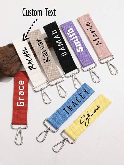1/2 thẻ đeo ba lô cá nhân hóa | Phụ kiện thêu | Bảng tên | Thẻ ID | Thẻ túi đựng cơm trưa | Túi quà tặng sáng tạo | Thẻ tên thêu, thẻ hành lý bằng vải nylon với khóa kim loại, có thể tùy chỉnh tên/văn bản, bền, phù hợp cho vali, ba lô, túi xách