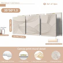 3pcs/Set Neutral Abstract Art Prints, Beige Line Art, Bohemian Home Decor, Canvas Print Modern Wall Art, Bohemian Digital Prints, Suitable For Home Decor, Room Decor, Bedroom Decor, Living Room Decoration, Bathroom Decor, Wall Decor, Optional Wall Art With Frame - Multicolor - View 19