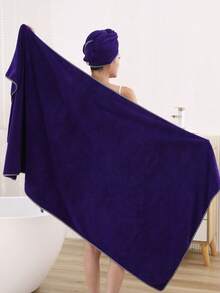 90*180cm Bath Towel + 25*65cm Shower Cap, 2pcs/Set Women Soft Absorbent Bath Towel And Shower Cap Set, Extra Large & Thick Shower Towels For Beauty Salon, Hotel Sports, Home Essentials, Towel, Skin Care Bath Towel Sheet