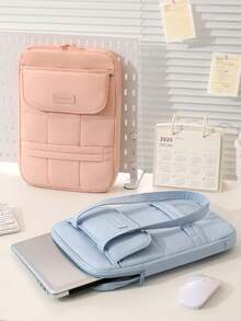 可爱蓬松绗缝笔记本电脑包，马卡龙色带手柄单肩平板电脑包，柔软保护性笔记本保护套，防震平板电脑包，兼容 MacBook / iPad 教室笔记本电脑包，教室包，教师收纳包，教室整理包 - 彩色 - 查看 4