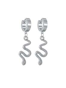 1对时尚不锈钢蛇形耳环，男女通用 - 蛇形耳墜 - 查看 5