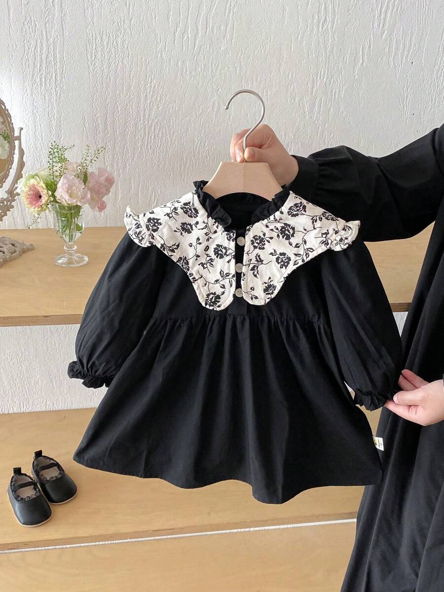 Baby Girl Vintage Ditsy Floral Dress, Autumn