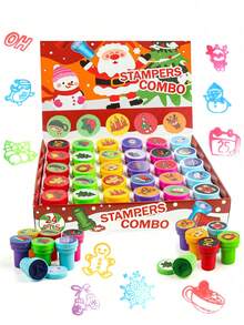 10/24 Pezzi Timbri Natalizi Assortiti Autoinchiostranti, Timbri di Babbo Natale e Alberi di Natale per Feste di Natale, Regali di Capodanno, Premi di Gioco, Forniture per Feste