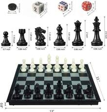 10" Magnetic Travel Chess Set - 3 In 1 With Folding Case - 13" - View 9