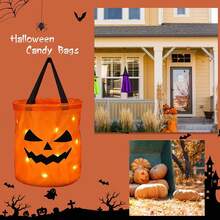 NetHong Pumpkin Bags Halloween Bucket For Sweets Glowing-In-The-Dark Trick Or-Treating - Pumpkin Bag - View 3