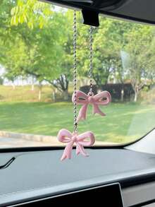 Joli pendentif de voiture en forme de nœud papillon, ornement décoratif à suspendre au rétroviseur, accessoire de voiture à pois et nœud papillon - Multicolore - Voir 1