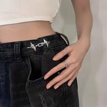 3/4 pares de clips de cinturón de mezclilla con forma de estrella, hebillas de mezclilla ajustables y reutilizables, estilo callejero dulce, lavables a mano, adecuadas para bodas, fiestas, playas, ocio y deportes, sin plumas, no textiles, decoración de rhinestone, hebilla de artefacto de cintura con forma de estrella de cuatro puntas, hebilla de artefacto de cintura de pantalones ajustable de grande a pequeño sin perforación