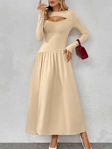 New Autumn And Winter Light Luxury And Sexy Ruffled Hem Long-Sleeved Dress