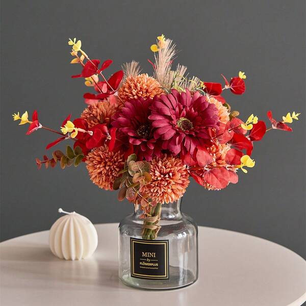 1 Bouquet Artificial Mixed Dandelion, Eucalyptus, Chrysanthemum Flowers, Autumn Decor For Home, Wedding, Room Home Decor Christmas Decorations Room Decor Christmas