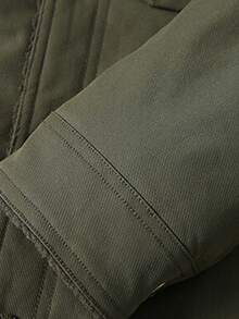 1pc Autumn/Winter Thermal Lined Warm Fur Collar Jacket, New Men's Jacket Outerwear Lapel Casual Versatile Multi-Pocket Jacket, Khaki Jacket Retro Jacket - Army Green - View 7