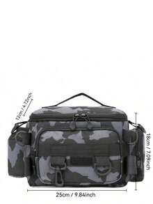 1 件多隔层防水渔具包，迷彩和几何图案 - 纯色可选，拉链开合，肩带。非常适合户外徒步、露营和存放渔具，户外钓鱼包
