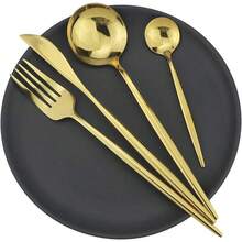 Juego de Cubiertos de Acero Inoxidable de 24 Piezas para Cena - Oro negro - Ver 6