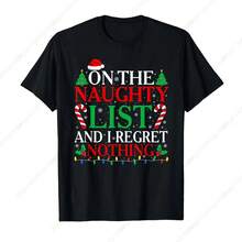 On The List Of Naughty And I Regret Nothing  Christmas T-Shirt - màu đen - Xem 1