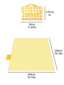 1pc Waterproof Foldable Large Picnic Mat, Checkered Beach Blanket, Suitable For Outdoor Camping, Beach, Park, Festivals, Lawn, Portable And Washable For Spring/Summer - Multicolor - View 2