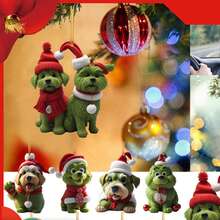 9pcs Christmas Ornaments Christmas Tree Acrylic Flat Car Hanging Decor - Multicolor - View 1