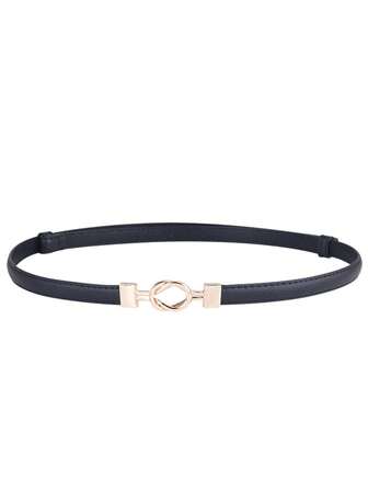 1pc Versatile Minimalist Solid Color Casual PU Leather Skinny Belt