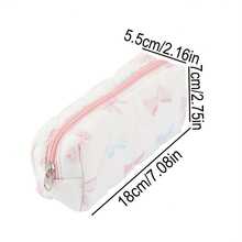 1pc Soft Fabric Pencil Case With Floral Print & Bow Patterns - Elegant Zippered Stationery Organizer For Office, Travel - Mixed Colors, Metal Zippers, Gift For Friends, Pencil Case Pouch, Supplies, Playful Design, Charming Design,Back To School,Bag - Multicolor - View 8