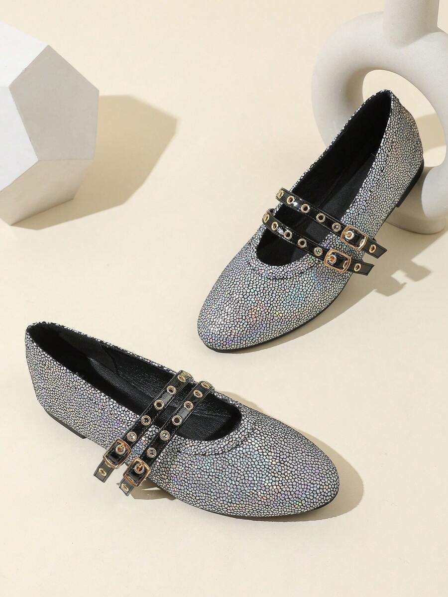 Novos Sapatos Flat Tipo Mary Jane Trançados de Fivela Única com Bico Redondo para Primavera/Outono Femininos, Sapatilhas, Sapatilhas Feitas à Mão, Outono, Ballet