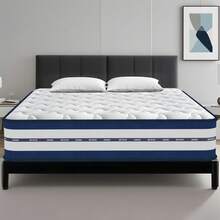 Matelas 140x200, Hauteur 26 cm, Fermeté Moyenne H3, Respirant, Antibactérien Et Anti-Acarien, Hypoallergénique - Bleu et Blanc - Voir 1