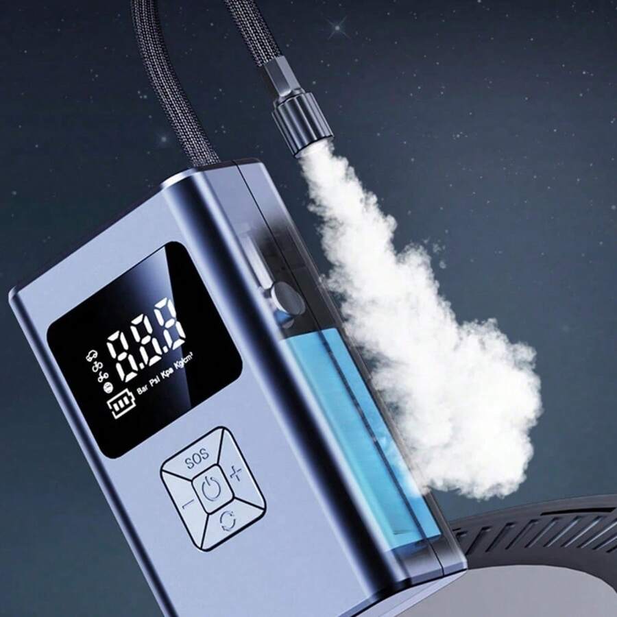 SUITU 便携式轮胎充气泵 - 150psi 无绳便携式气泵,带压力表和 LED 灯,适用于汽车轮胎,充气速度提升 3 倍,也适用于汽车、摩托车、球类和自行车,黑色,内置 7.4V/DC12V 2000mAh 锂电池(有线版本不含电池)。(注意:使用前请充电 3-5 小时 / 点烟器适配器并非适用于所有国家/地区) - 輪胎充氣機 - 查看 1