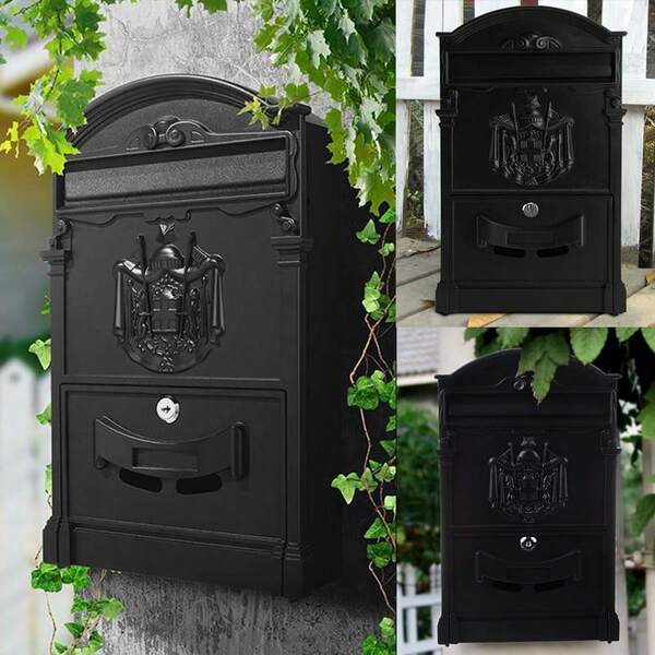 1pc Vintage Villa Mailbox, Lockable Aluminum Outdoor Post Box With 2 Keys, Wall-Mounted Security Design For Home/Apartment, Perfect Gift Choice