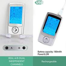 Electronic Pulse Massager 16 Modes 20 Intensities TENS Unit Digital Rechargeable LCD Display Full Body Massage Muscle Stimulator With 10pcs Electrode Pads - Silver - View 8