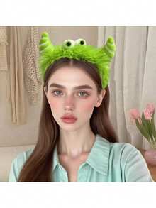 1pc Cute Monster Plush Headband, Suitable For Women - Soft And Fluffy Cartoon-Style Headband With Cute Eyes, Perfect For Washing The Face And Makeup. Available In Blue, Green, Pink And Purple. Hair Accessory, Christmas Gift, Christmas Decorative Hair Accessory, Hair Band, Hair Hoop ,Party