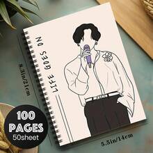 首尔风格 Kpop 歌手螺旋笔记本 - 时尚旅行日记本和个人整理器，是送给朋友、同事、姐妹的理想礼物，配有时尚插图纸质封面，日记本 | 时尚日记本 | 耐用螺旋装订，Kpop 笔记本 - 彩色 - 查看 2