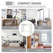 THE 80cm Compact Computer Desk With Keyboard Tray, Home Office Desk With Drawer Bedroom Study, White - White - View 7